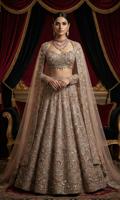 Antique Gold Grace Lehenga
