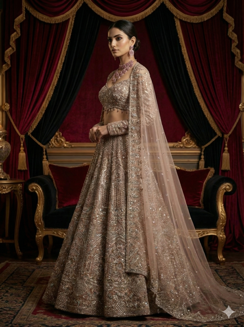 Antique Gold Grace Lehenga