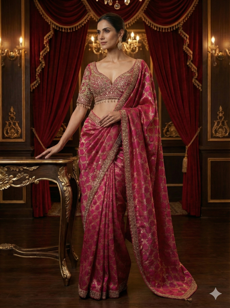 Pink Royal Heritage Saree