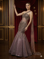 Mauve Shimmer One Shoulder Gown