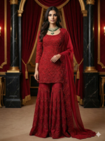 Royal Ruby Sharara Suit