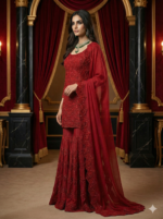 Royal Ruby Sharara Suit