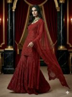 Royal Ruby Sharara Suit