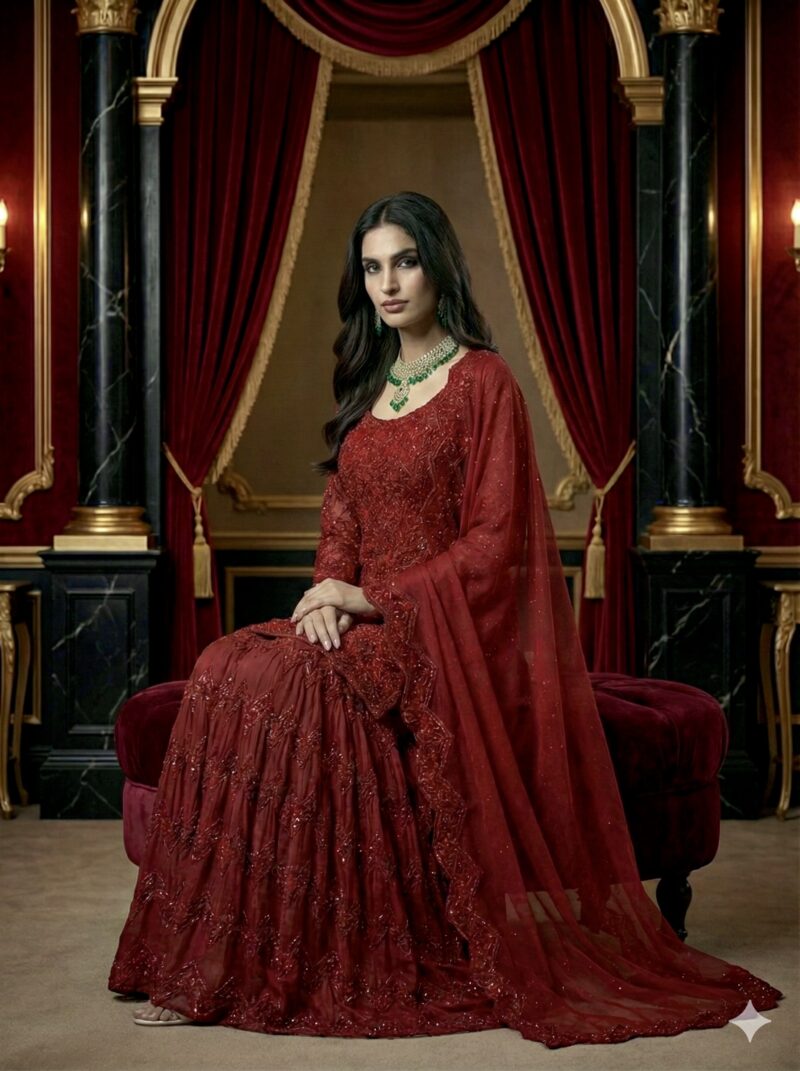 Royal Ruby Sharara Suit