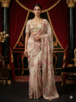 Soft Rose Floral Saree