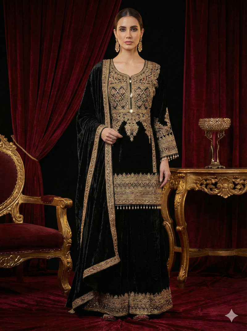 Midnight Gold Velvet Ensemble