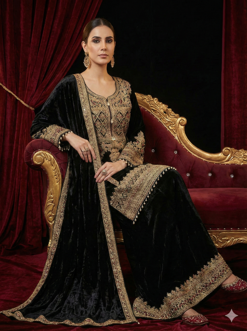 Midnight Gold Velvet Ensemble