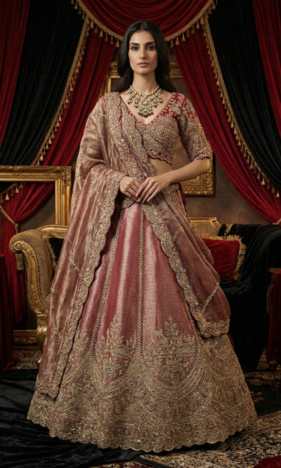 Antique Rose Gold  Lehenga