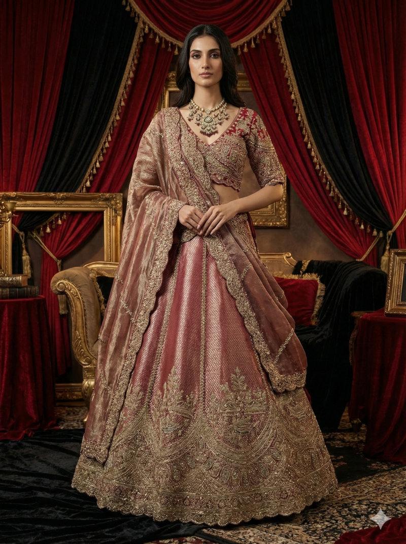 Antique Rose Gold Lehenga