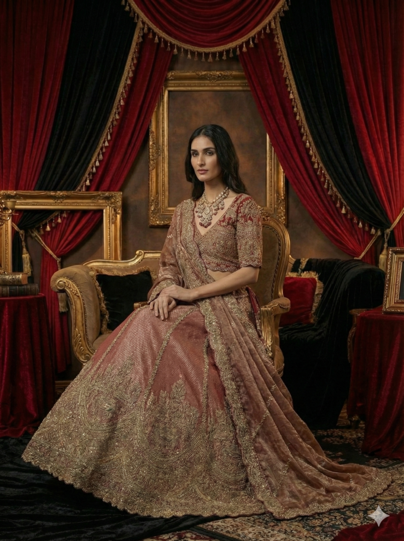 Antique Rose Gold Lehenga