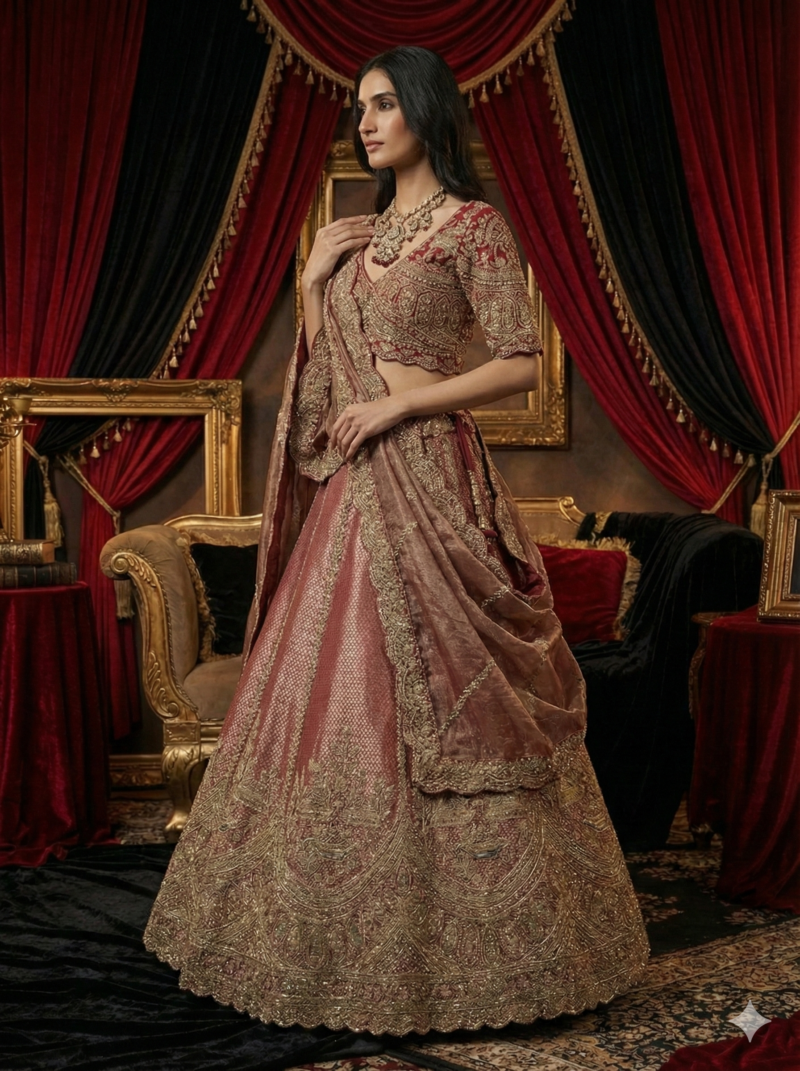 Antique Rose Gold Lehenga