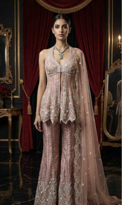 Soft Blush Pearl Sharara Ensemble