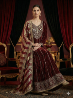 Regal Maroon Velvet Anarkali