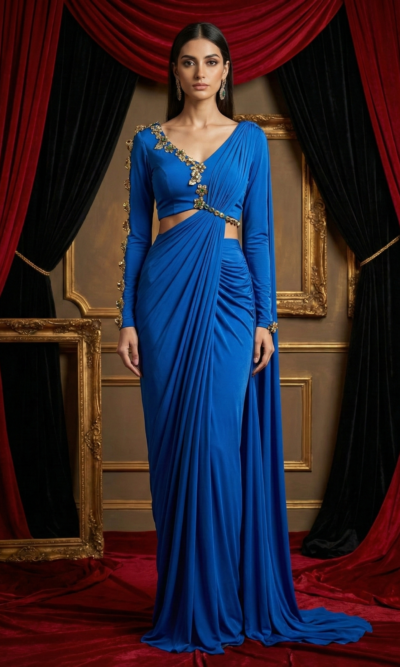 Electric Blue Draped Glam