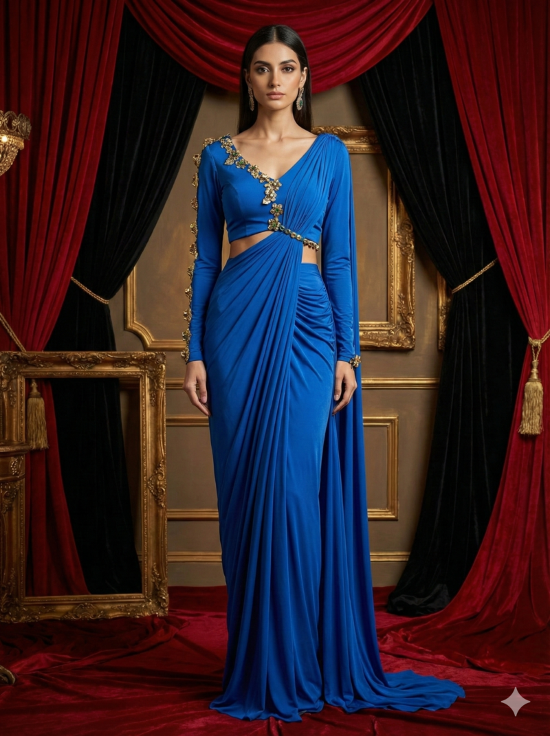 Electric Blue Draped Glam