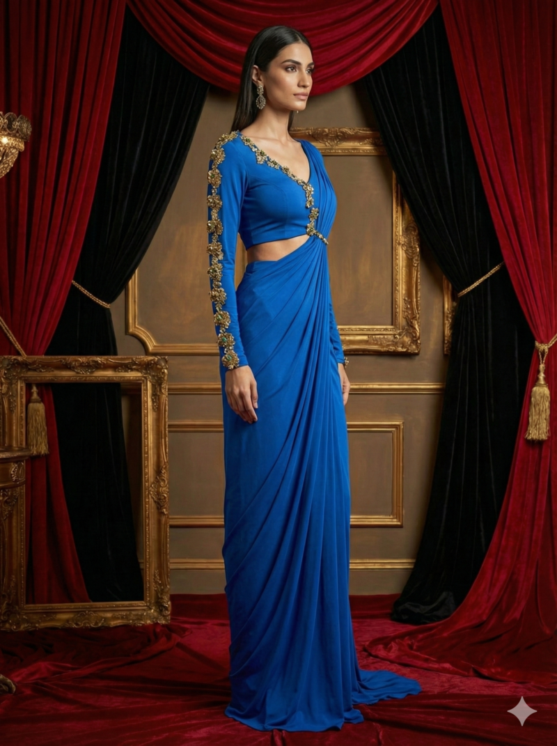 Electric Blue Draped Glam