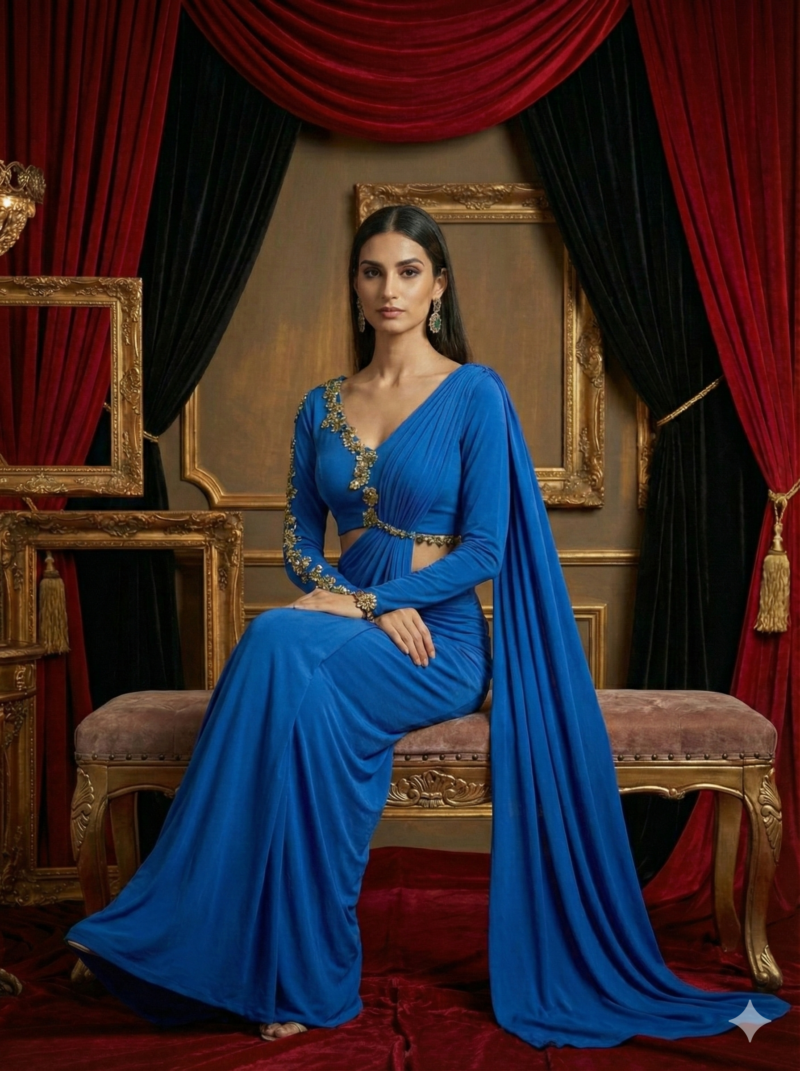 Electric Blue Draped Glam