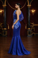 One-Shoulder Floral Embellished Gown