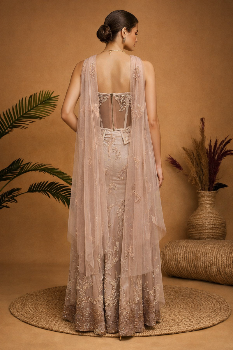 Embellished Indo-Western Lehenga with Corset Blouse