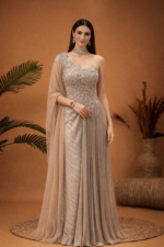 Embellished Indo-Western off Shoulder Cape Set