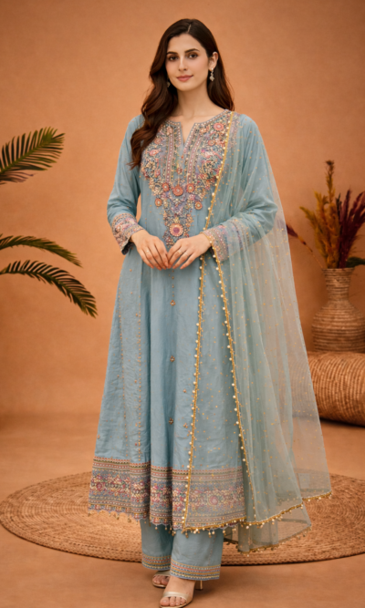 Pastel Embroidered Kurta Suit