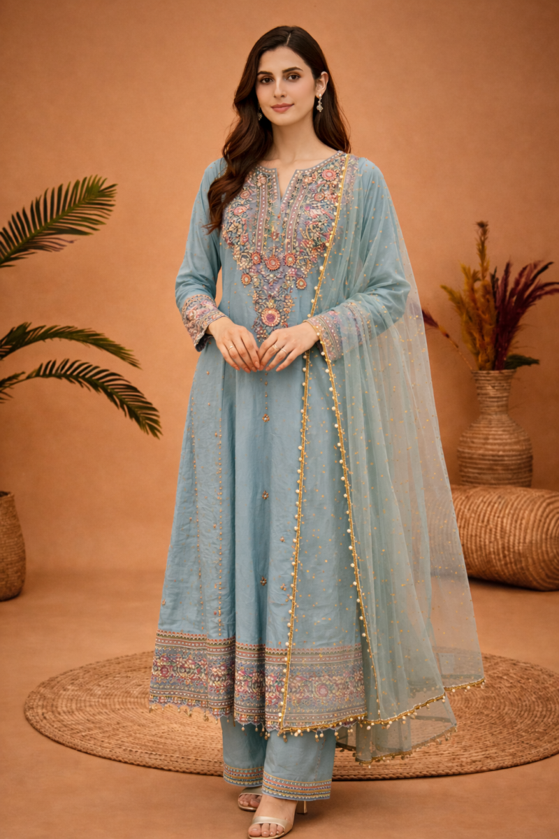 Pastel Embroidered Kurta Suit