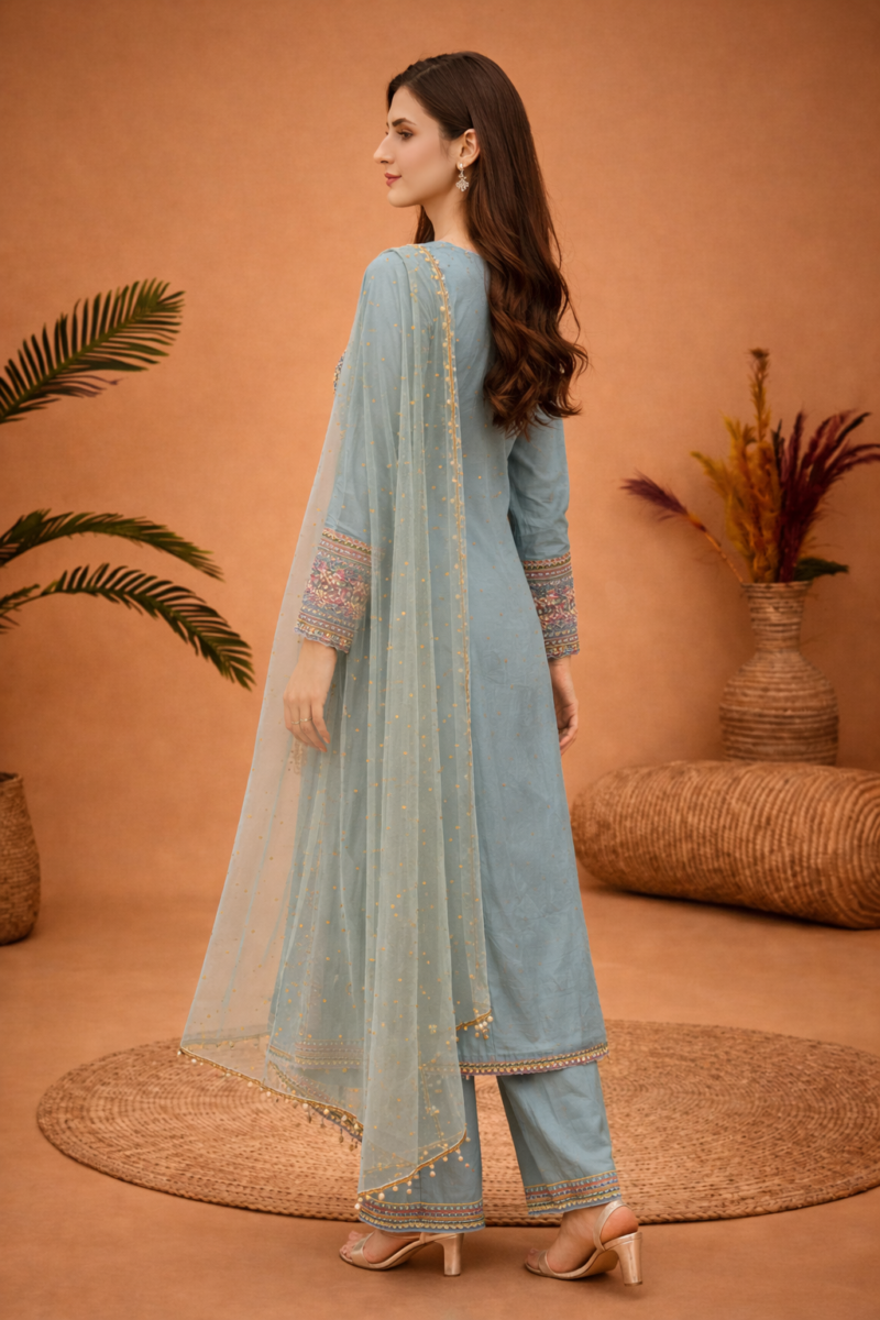 Pastel Embroidered Kurta Suit