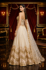 Luxury Ivory Gold Halter neck Lehenga
