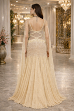 Luxury Champagne Gold Flared Gown