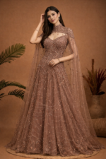 Elegant Embroidered Net Gown