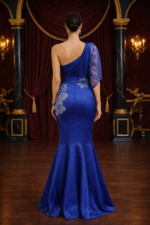 One-Shoulder Floral Embellished Gown