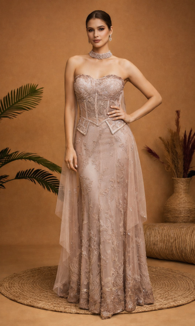 Embellished Indo-Western Lehenga with Corset Blouse