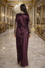 Embroidered Jacket Drape Skirt Indo-Western Set