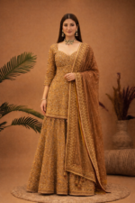 Festive Ready Sharara Suit in Golden Tone