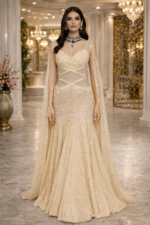 Luxury Champagne Gold Flared Gown