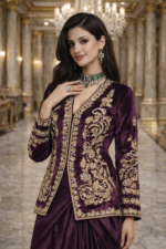 Embroidered Jacket Drape Skirt Indo-Western Set