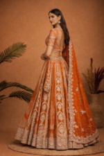 Orange Embroidered Lehenga Set
