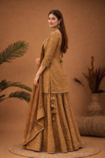 Festive Ready Sharara Suit in Golden Tone