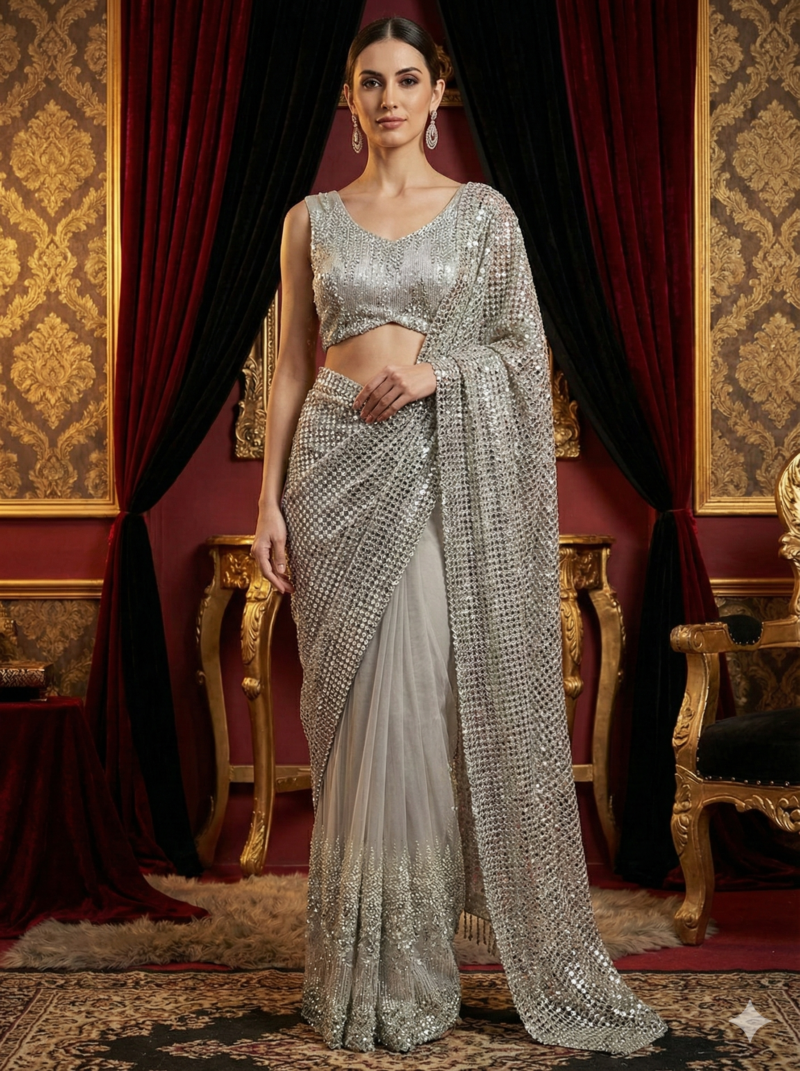 Silver Shimmer Statement Saree