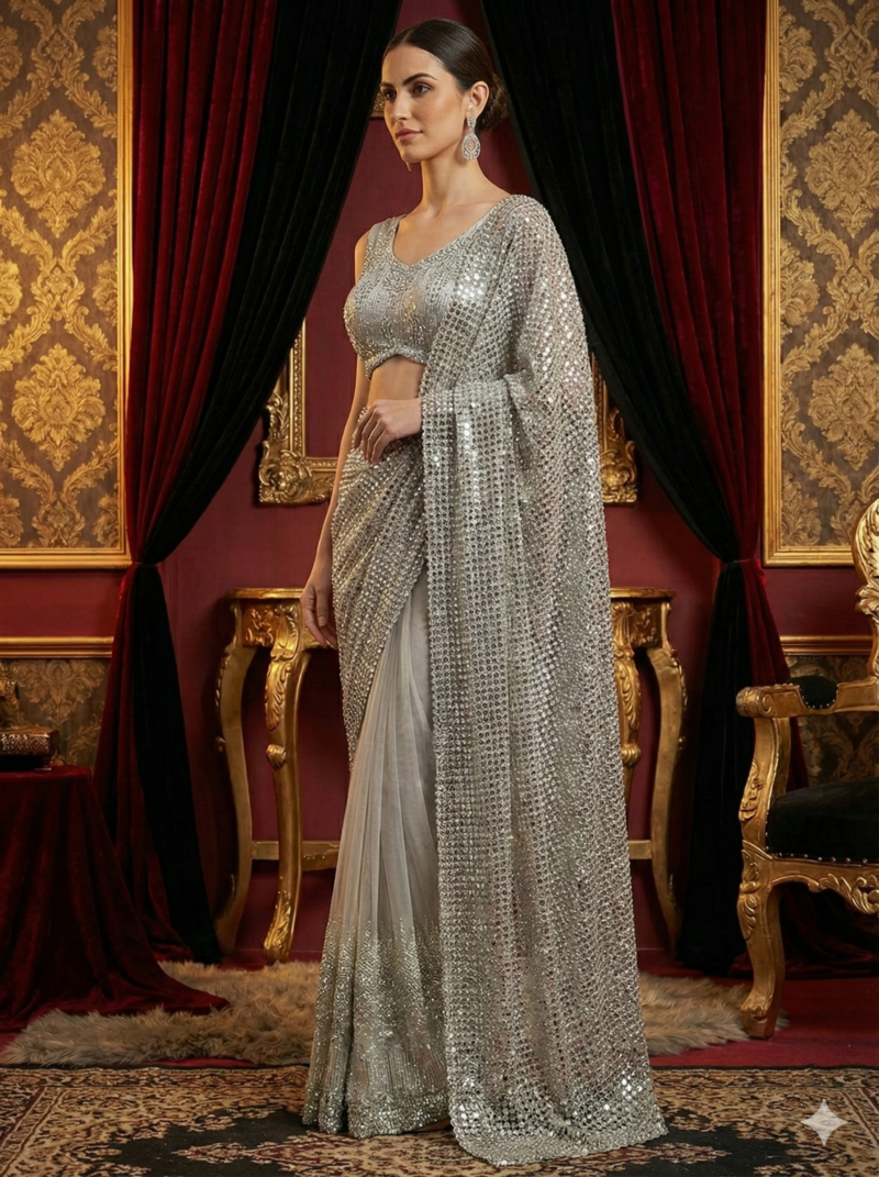 Silver Shimmer Statement Saree
