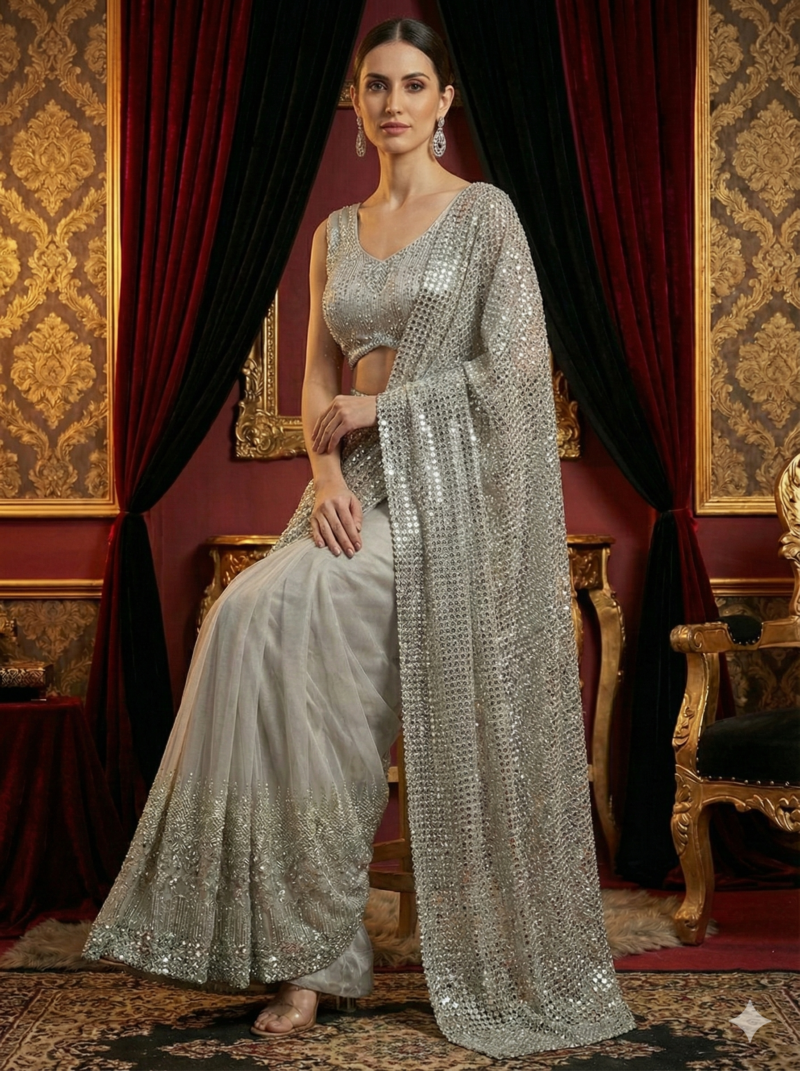 Silver Shimmer Statement Saree