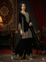 Black Gold Velvet Embroidered Suit