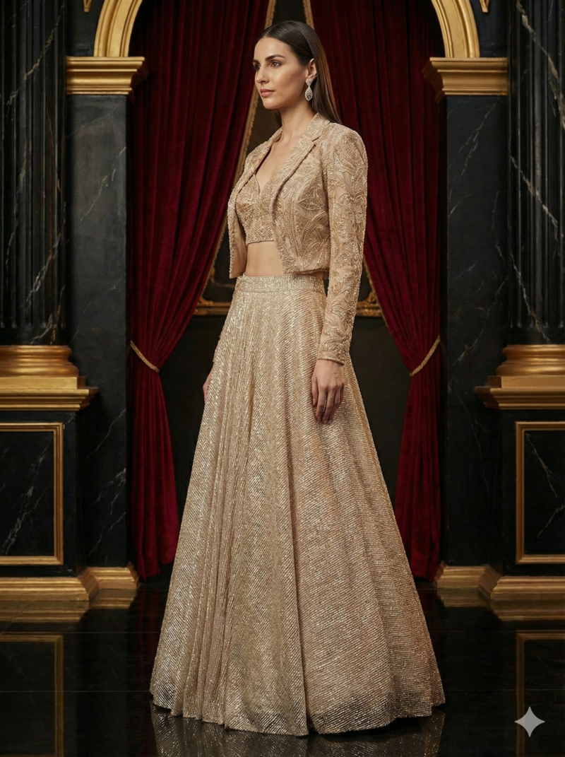 Golden Shimmer Lehenga Set