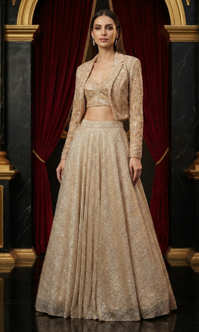 Golden Shimmer Lehenga Set