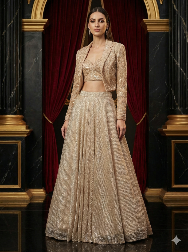 Golden Shimmer Lehenga Set