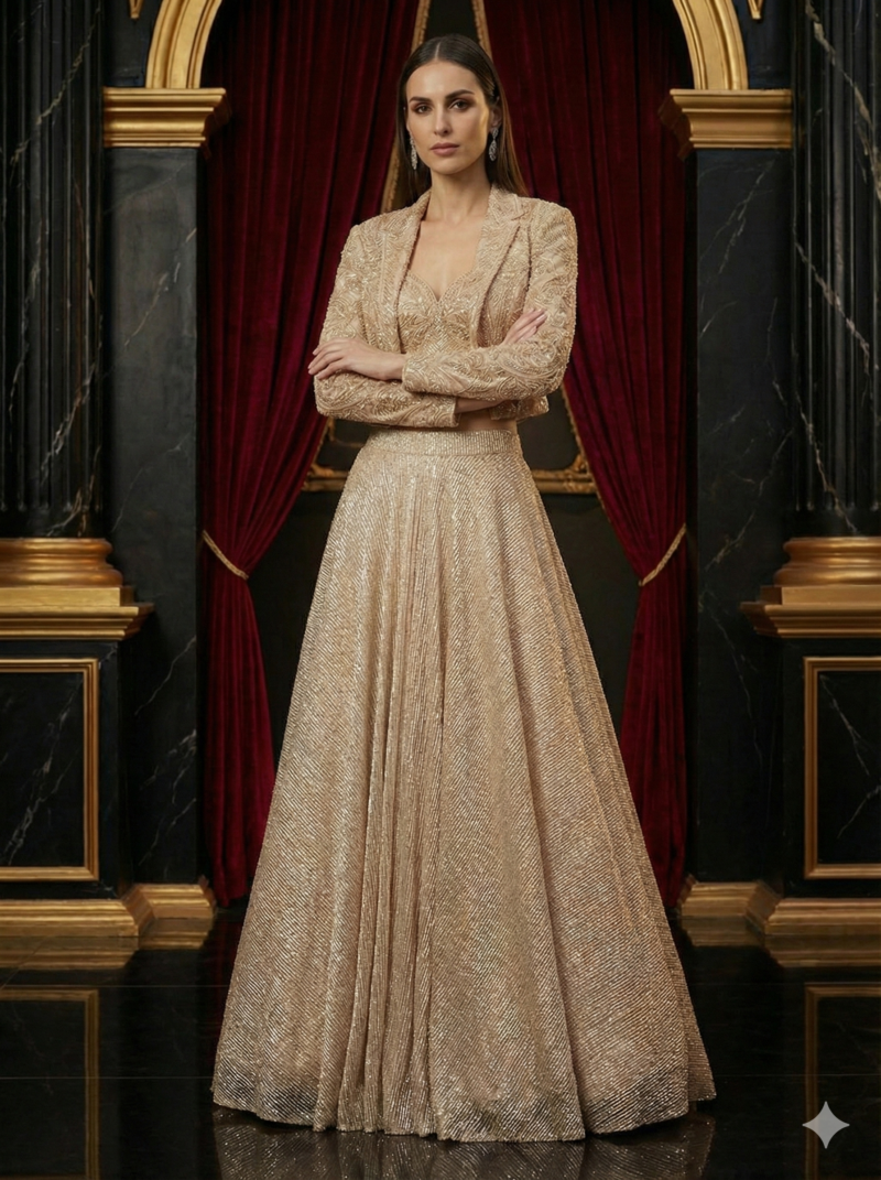 Golden Shimmer Lehenga Set