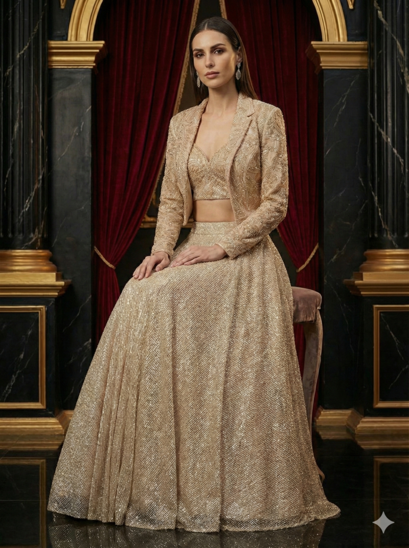 Golden Shimmer Lehenga Set