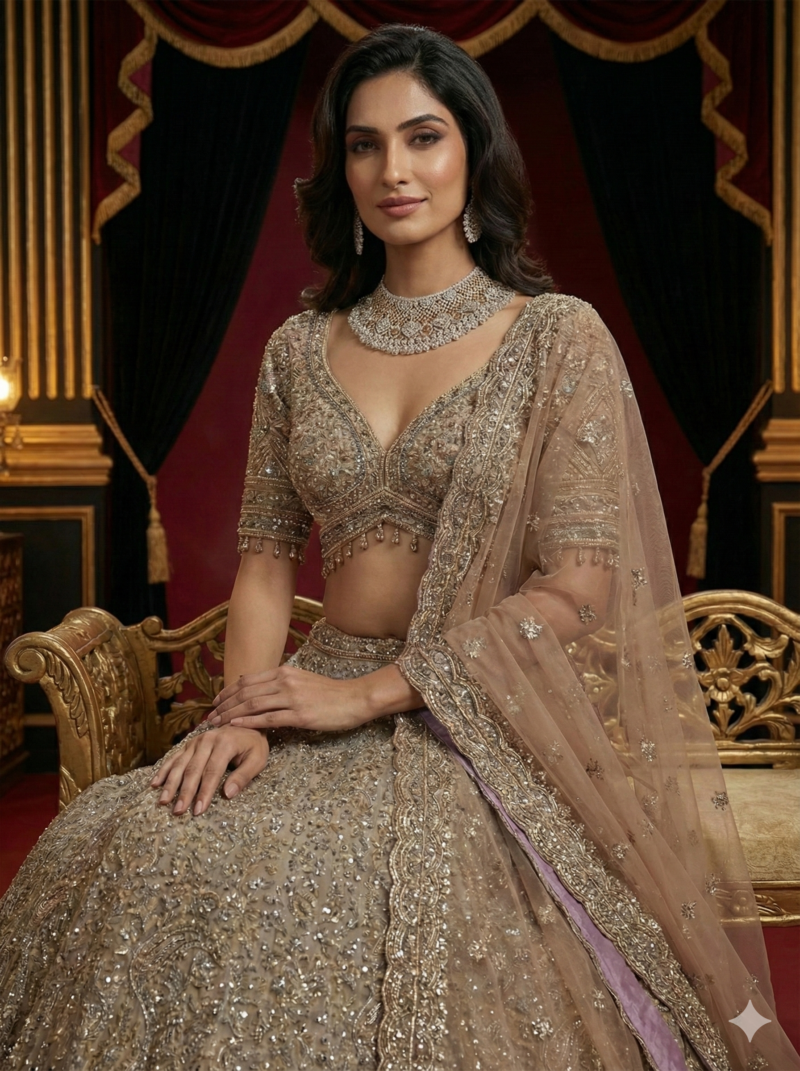 Royal Champagne Bridal Lehenga