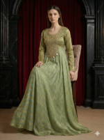 Olive Gold Embroidered Gown