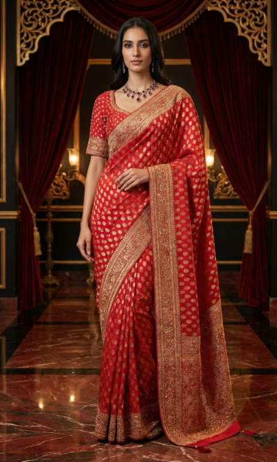 Classic Red Banarasi Saree